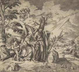 Resten av den hellige familie på deres flytur til Egypt, 1531-76.