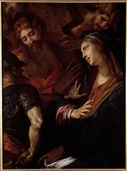 Jesus og jomfru Maria (olje på lerret