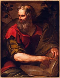 Fremstilling av apostelen Sankt Simon seloten (eller Sankt Simon kanaanitten) (Apostelen Simon seloten), maleri av Giulio Cesare Procaccini (1574-1625)