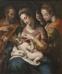 Den hellige familie med St Catherine, ca. 1600