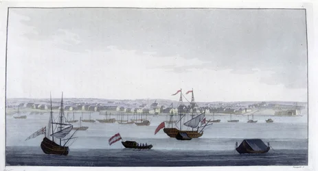 Utsikt over byen Paramaribo (Guyana) - i "" The Old and Modern Costume"" av Dr. Jules Ferrario, red. Milan