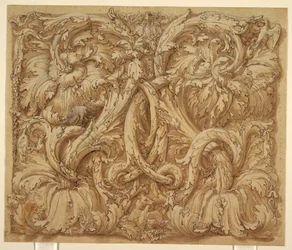 Design for Acanthus Rinceaux med dyr og fugler