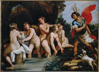 Diane og Acteon - Diana og Actaion. Fordi Actaion har sett Diana og nymfene hennes i badet deres, har gudinnen …