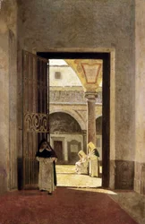 Inngangshallen til et dominikanerkloster. Maleri av Giuseppe Abbati (1836-1868). Olje på tre. Cadiz museum.