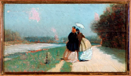 Elvebredden til Arno (olje på lerret