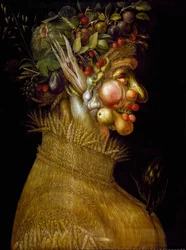 Sommer, maleri av Giuseppe Arcimboldi (Arcimboldo) (1527-1593), 1563, mål 67 x 51 cm, Wien, Kunsthistorisches Museum