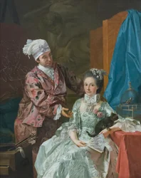 Selvportrett med kone, ca. 1757 (olje på lerret)