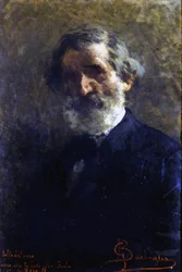 Portrett av Giuseppe Verdi (1813-1901), italiensk komponist av Barbaglia. G. Verdi konservatorium. Milan