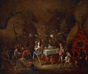 Witches meet, av Giuseppe Bernardino Bison (1762-1844), olje på lerret, Italia