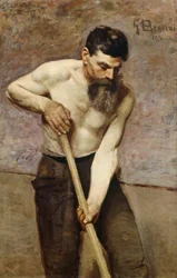 Grøftegraver, av Giuseppe Bertini (1825-1898), olje på lerret