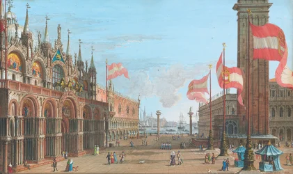Utsikt over Markusplassen, Venezia, med Palazzo Ducale og Campanile, 1828
