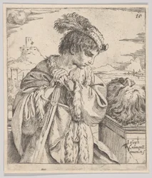 David ser på hodet til Goliat, 1620-30.