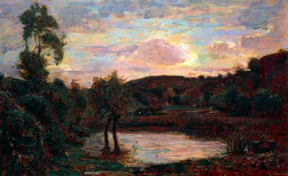 Solnedgang i Engadine, av Giuseppe Carozzi (1864-1938)