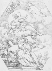 Dido på gravbålet, 1650-1700.