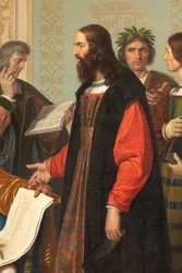 Retten til Ludovico il Moro, detalj med Leonardo Da Vinci