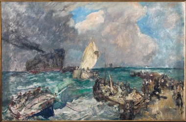 Landing av den serbiske hæren (olje på kryssfiner)