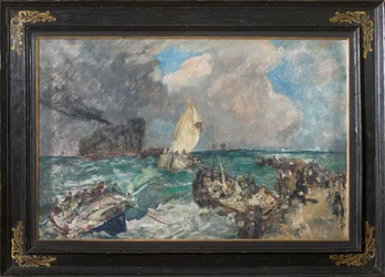Landing av den serbiske hæren (olje på kryssfiner)