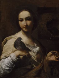 Pike som holder en due, 1721-27.