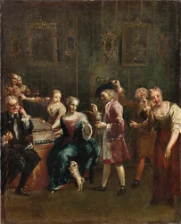Sanger ved Spinet med beundrere, 1730-årene.