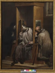 Sankt Johannes Nepomuk hører skriftemålet til dronningen av Böhmen, 1729-41