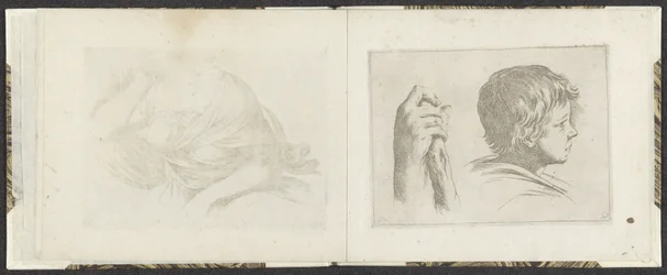 Hånd med en trepinne og hode til en gutt Tegningseksempler (serietittel) Mitelli intaglio (serietittel)
