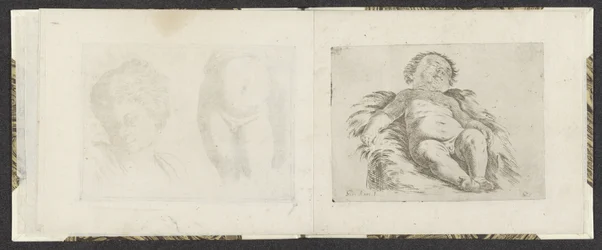 Liggende naken baby Tegningseksempler (serietittel) Mitelli intaglio (serietittel)