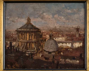 Domene til Saint Sebastian-kirken i Milano (olje om bord)