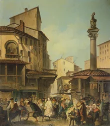 Marked i Firenze, av Giuseppe Moricci (1806-1880), Italia