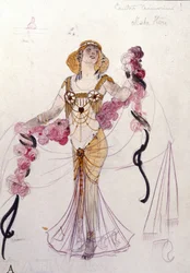 Mata Hari-kostyme designet av Giuseppe Palanti (1881-1946) i 1912 for ballen "" Bacchus (Bacchus) og Gambrinus ". Scala teatermuseum i Milano.