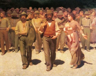 Den fjerde standen, av Giuseppe Pellizza da Volpedo, detalj