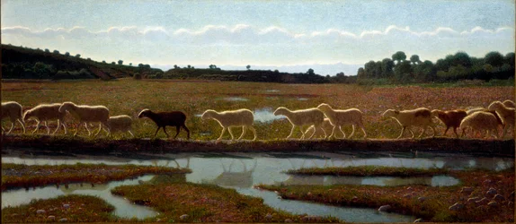 Livets speil-maleri av Giuseppe Pellizza da Volpedo (1868-1907) 1895-1898 Mål 291x132 cm Torino, Civic Gallery of Modern and Contemporary Art