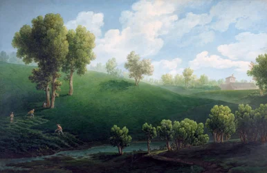 fantastisk landskap, av Giuseppe Pietro Bagetti (1764-1831)