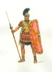 Antikkens Roma: en soldat fra den pretorianske garde - Praetorian Guard - Illustrasjon av Giuseppe Rava