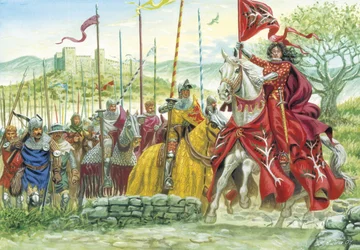 Eleonore d#39;Arboree (1340-1404) i spissen for sin hær på Sardinia