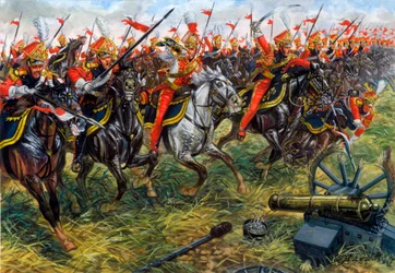 Det første keiserdømmet: 2. regiment lette beredne lansenerer i Napoleons keisergarde under slaget ved Waterloo 18/06/1815 - Illustrasjon