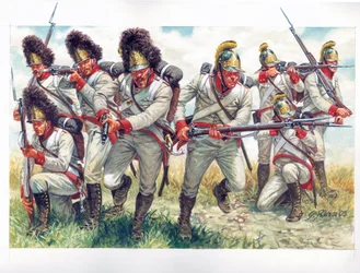 Første imperium: Grenaderer i det østerrikske infanteriet i 1809 - Første imperium: Grenaderer i det østerrikske infanteriet 1809 - Illustrasjon av Giuseppe Rava