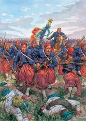 Italiensk felttog i 1859 (den andre italienske uavhengighetskrigen): Zouavenes angrep i den franske arméen til Napoleon III under slaget ved Solferino 24.06.1859 - Den andre italienske uavhengighetskrigen (fransk-østerrikske krigen, østerriksk-sardinske kr