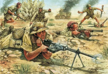 Andre verdenskrig: Italienske soldater (infanteri og bersagliere) i Libya under den italienske okkupasjonen mellom 1934 og 1943 - Andre verdenskrig: de italienske bersaglieriene og infanteriet under den italienske okkupasjonen av Libya