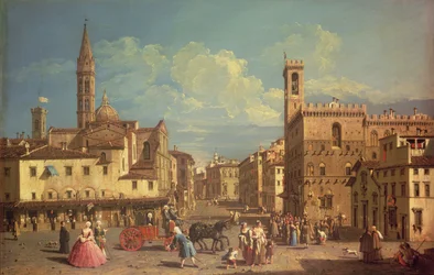 The Badia Fiorentina and the Palazzo Del Podesta in Piazza di San Firenze, c.1754 (oil on canvas)