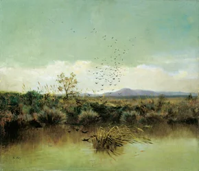 På bredden av Ofanto, av Giuseppe de Nittis (1846-1884), olje på lerret, 50x58 cm