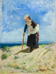 Kvinne på stranden, ca 1875 (olje på lerret)
