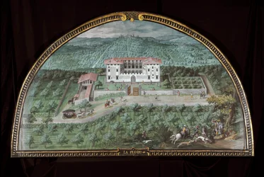 Utsikt over Villa La Peggio nær Firenze, Italia (Tempera