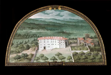 Utsikt over Villa la Magia nær Pistoia, Italia (Tempera