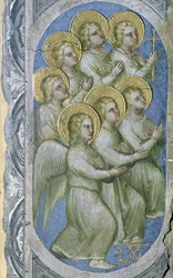 The Seven Angels of the Apocalypse mottar de syv kolbene, 1360-70
