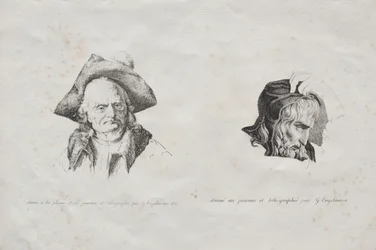Samling av litografiske essays: To hoder
