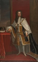 Le roi Georges I de Grande Bretagne (1660-1727) - Portrett av George I av Storbritannia, av Kneller, Sir Gotfrey (1646-1723). Olje på lerret. Mål: 239x148,5 cm. Nationalmuseum Stockholm