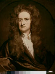 NEWTON Sir Isaac, engelsk fysiker og matematiker: Portrett (olje på lerret)