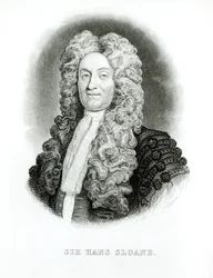 Sir Hans Sloane (1660-1753) gravert av William Home Lizars (1788-1859) for Sloanes memoarer i Jardine