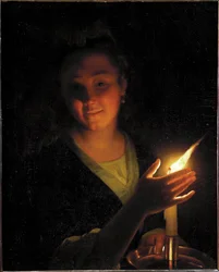 Woman With A Light (olje på lerret