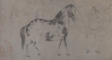 Detalj av Five Tribute Horses (blekk og farge på papir)